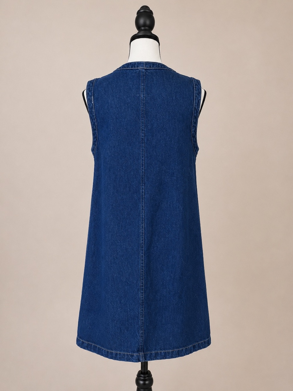River Island Denim Button-Front Mini Dress Dark Wash Mod Style Size 6 - Picture 4 of 13